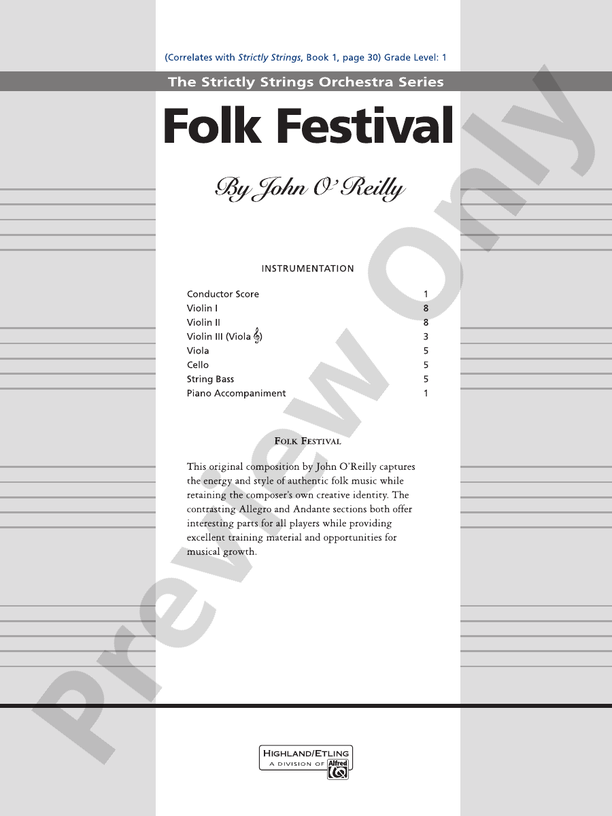 Folk Festival – String Orchestra Conductor Score & Parts (Digital Download)