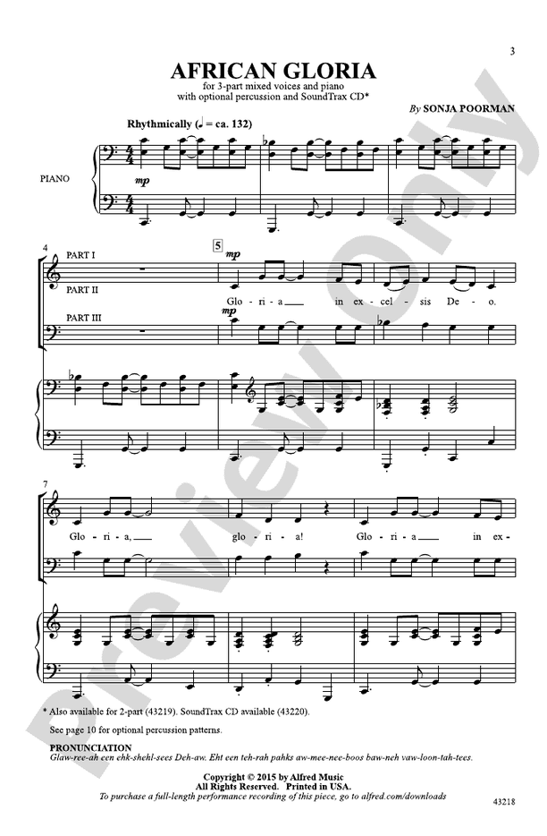 African Gloria - Sonja Poorman - 3-Part Mixed Choral Octavo (Digital Download)