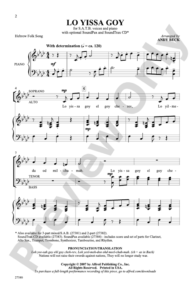 Lo Yissa Goy – SATB Choral Octavo (Digital Download)