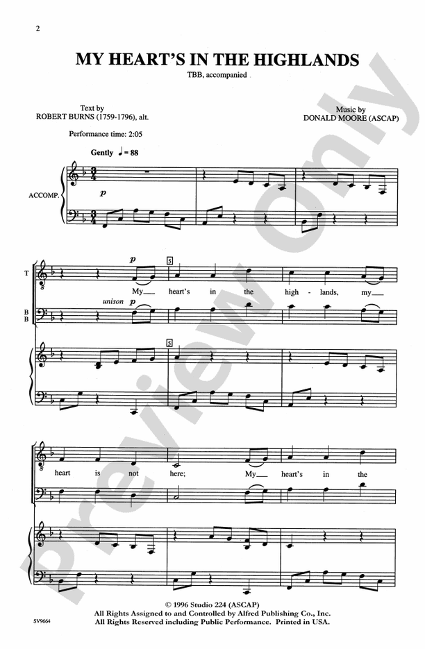 My Heart's in the Highlands – TTB Choral Octavo (Digital Download)