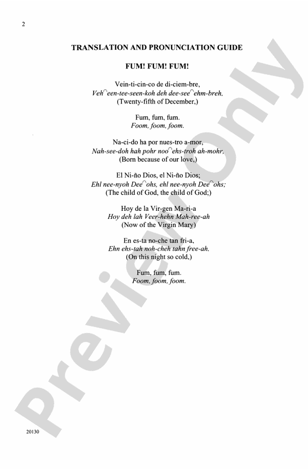 Fum! Fum! Fum! (Spanish Carol) – 3-Part Mixed, Opt. a cappella Choral Octavo (Digital Download)