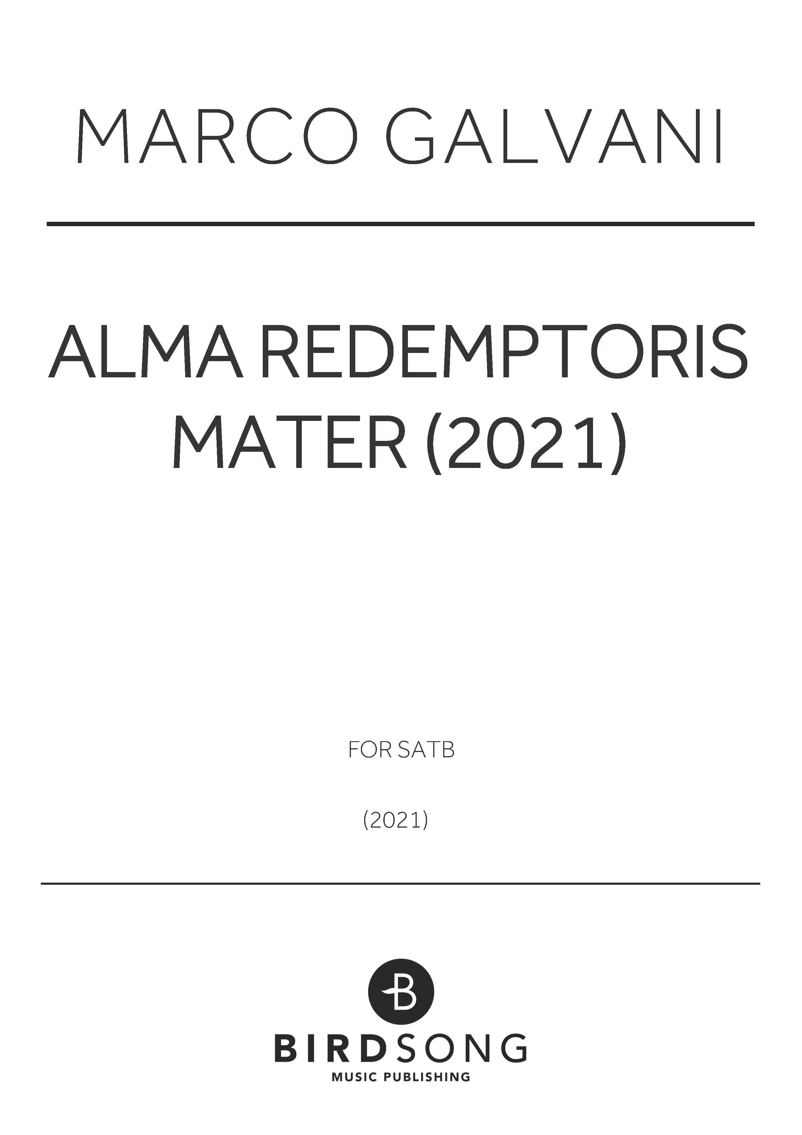 Alma Redemptoris Mater (revised, 2021) - SATB Chorus (Digital Download)
