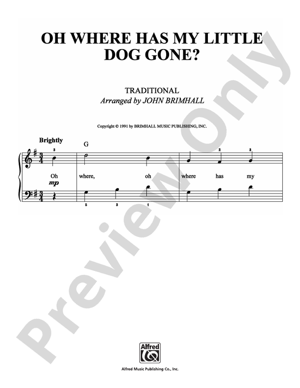 Oh Where Has My Little Dog Gone? - Arr. John Brimhall - Easy Piano (Digital Download)