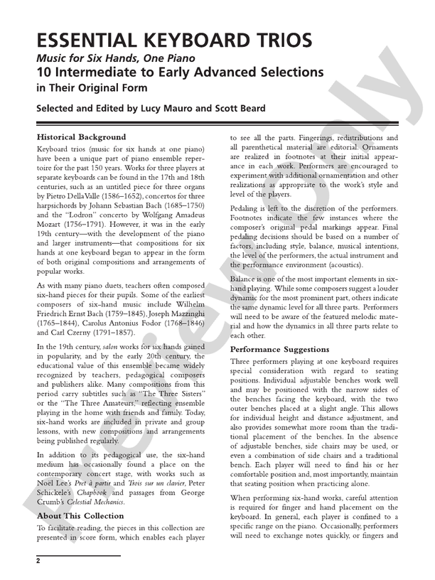 Essential Keyboard Trios: 10 Intermediate to Early Advanced Selections in Their Original Form - 1 Piano, 6 Hands (Digital Download)
