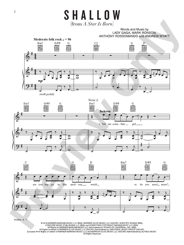 Shallow (from A Star Is Born) - PVG (Digital Download)