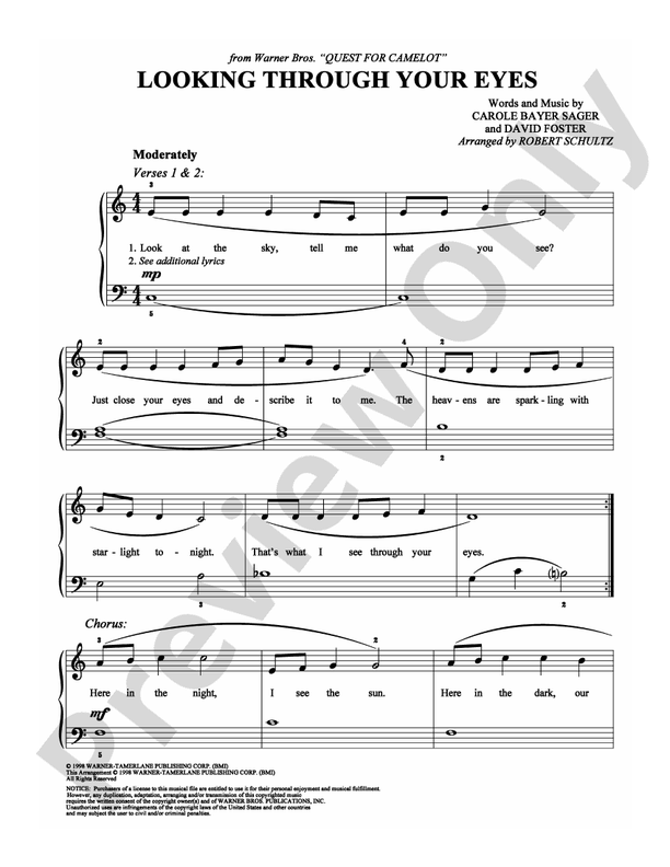 Looking Through Your Eyes - Arr. Robert Schultz - Easy Piano (Digital Download)