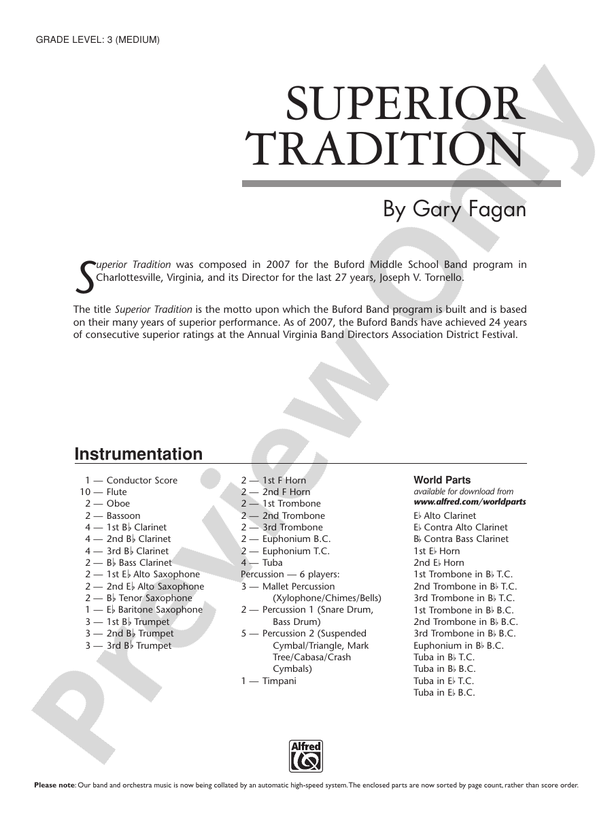 Superior Tradition - Concert Band Conductor Score & Parts (Digital Download)