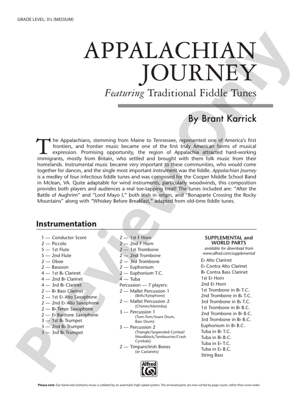 Appalachian Journey - Concert Band Conductor Score & Parts (Digital Download)