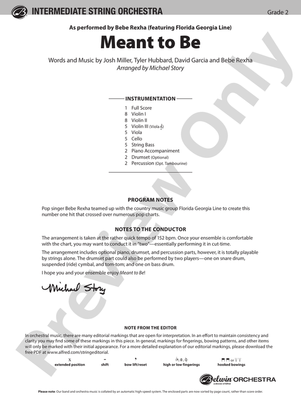 Meant To Be - String Orchestra Conductor Score & Parts (Digital Download)