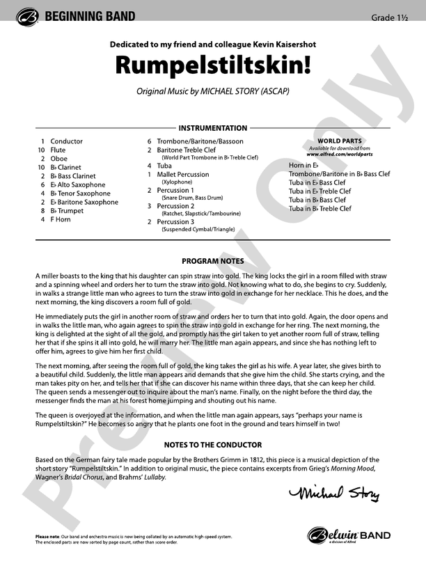 Rumpelstiltskin! - Concert Band Conductor Score & Parts (Digital Download)