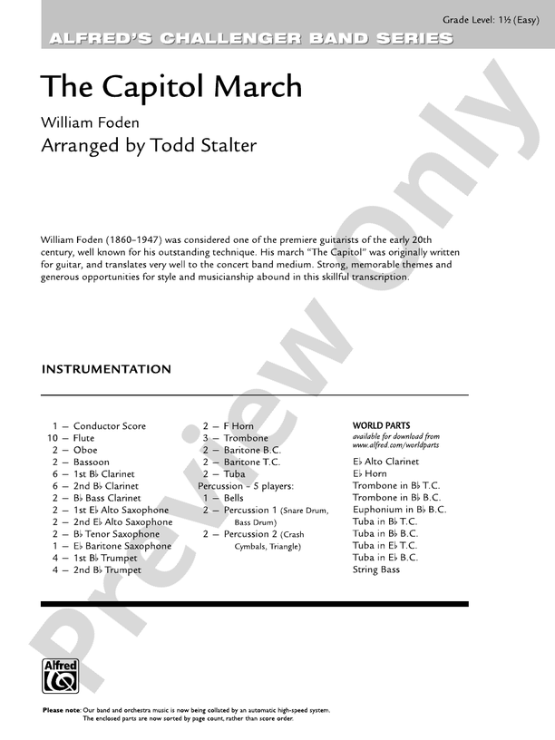The Capitol March - Concert Band Conductor Score & Parts (Digital Download)