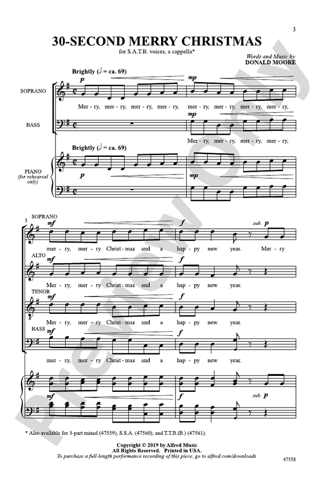 30-Second Merry Christmas - SATB, a cappella Choral Octavo (Digital Download)