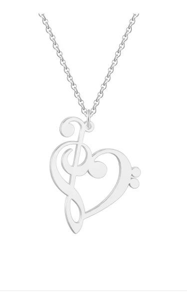 Silver Treble/Bass Clef Pendant and Chain