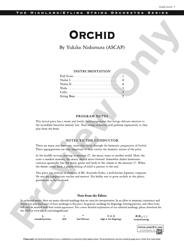 Orchid - String Orchestra Conductor Score & Parts (Digital Download)