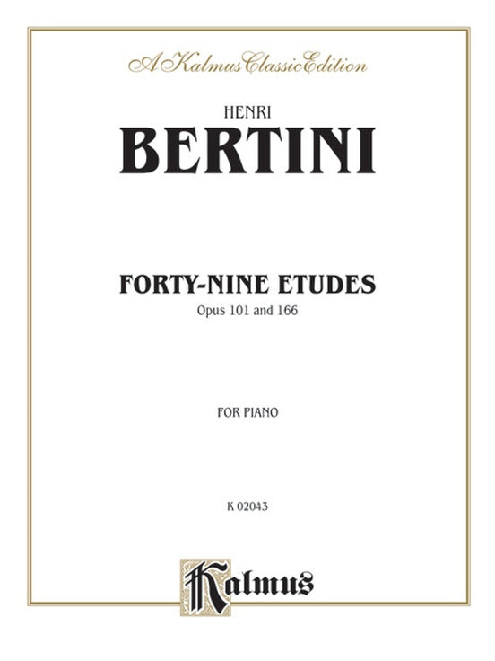 Bertini - Forty-nine Etudes, Op. 101 & 166 - Piano Solo (Digital Download)