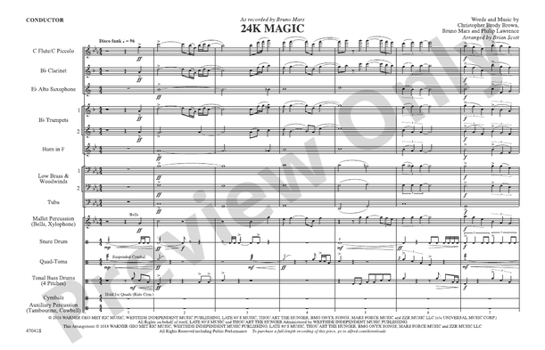 24K Magic – Marching Band Conductor Score & Parts (Digital Download)