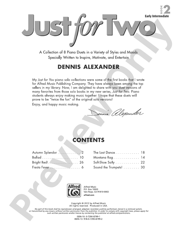 Just for Two, Book 2 - 1 Piano, 4 Hands (Digital Download)