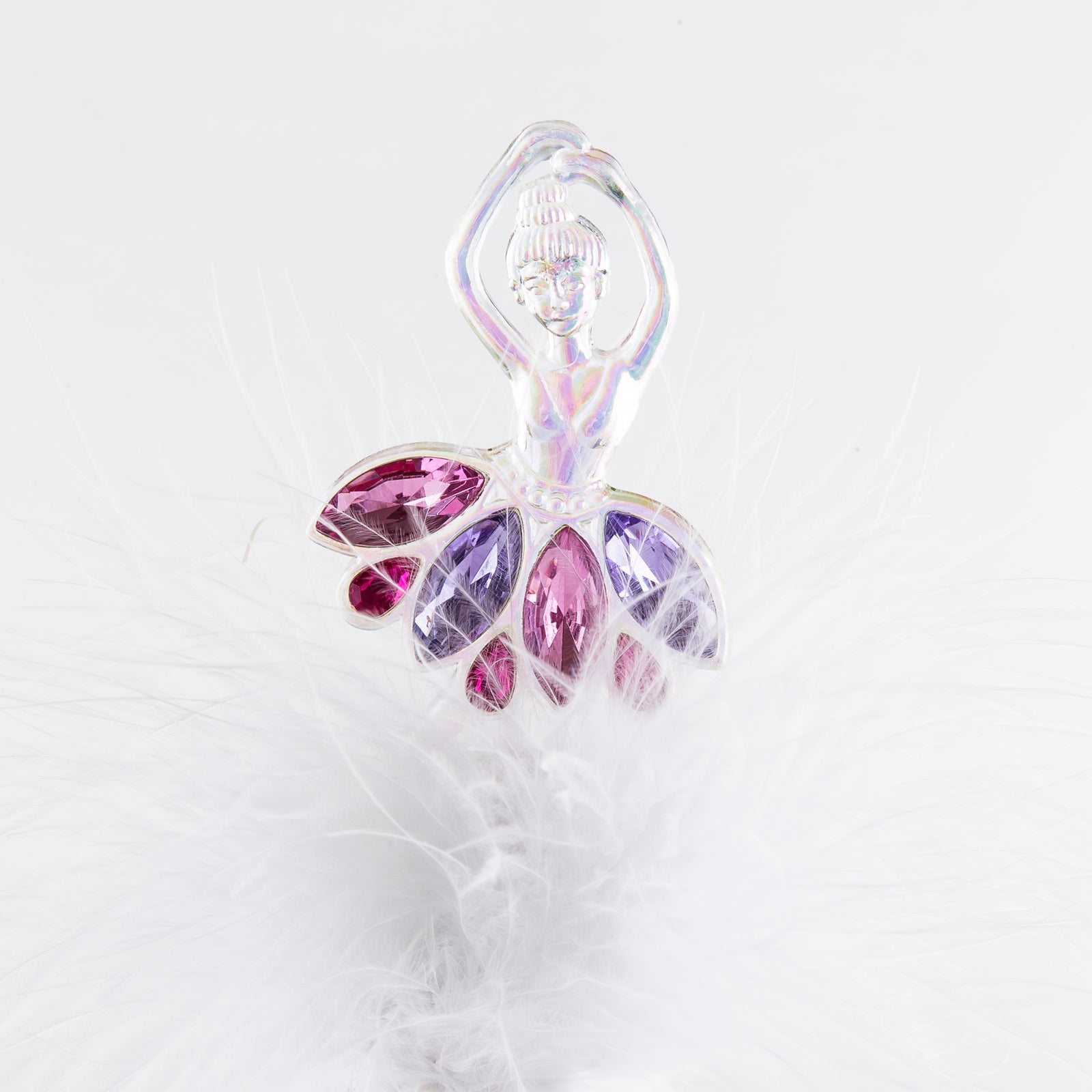 Fluffy Pen Clear Ballerina with Jewels