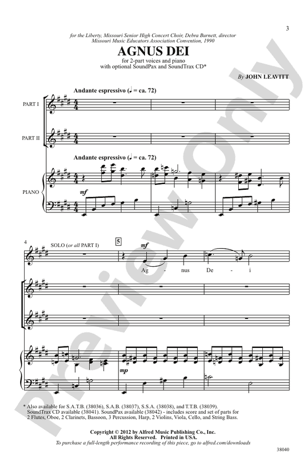 Agnus Dei - 2-Part Choral Octavo (Digital Download)