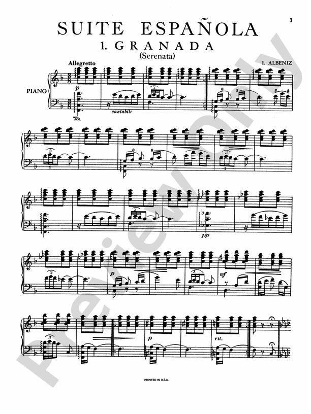 Albeniz - Suite Espanola - Piano Solo (Digital Download)