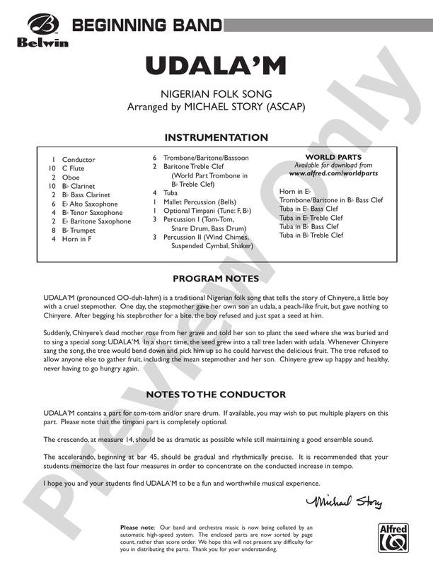 Udala'm - Concert Band Conductor Score & Parts (Digital Download)