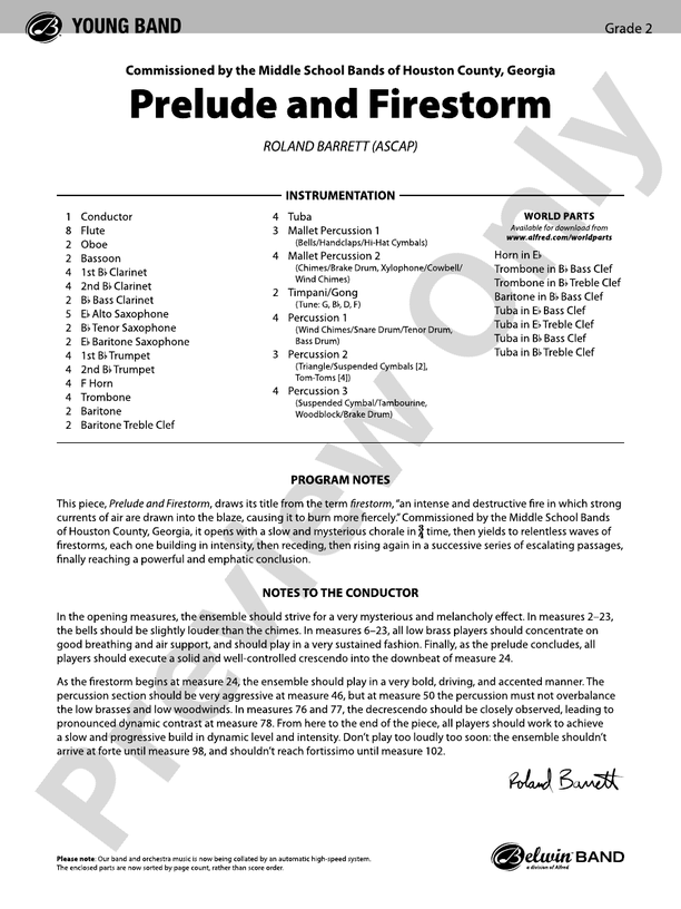 Prelude and Firestorm - Concert Band Conductor Score & Parts (Digital Download)