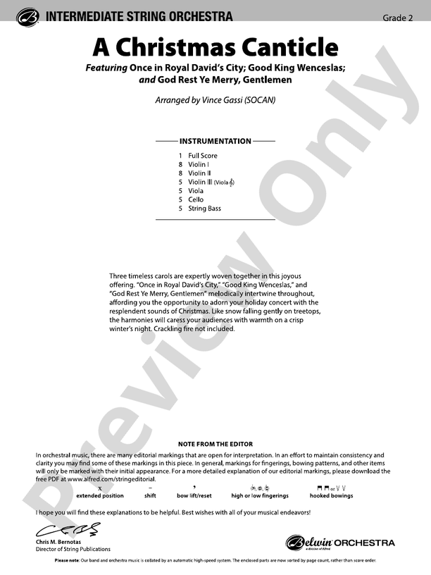 A Christmas Canticle - String Orchestra Conductor Score & Parts (Digital Download)