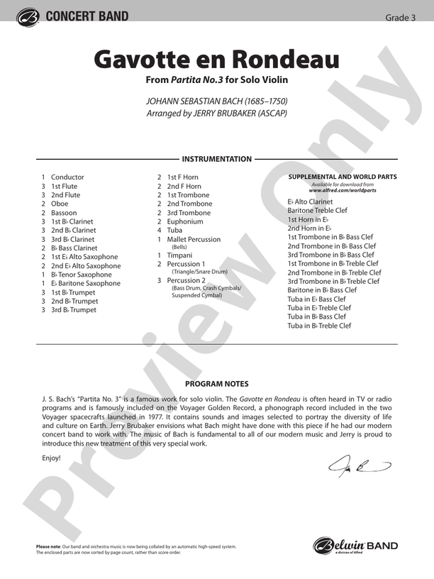 Gavotte en Rondeau - Concert Band Conductor Score & Parts (Digital Download)