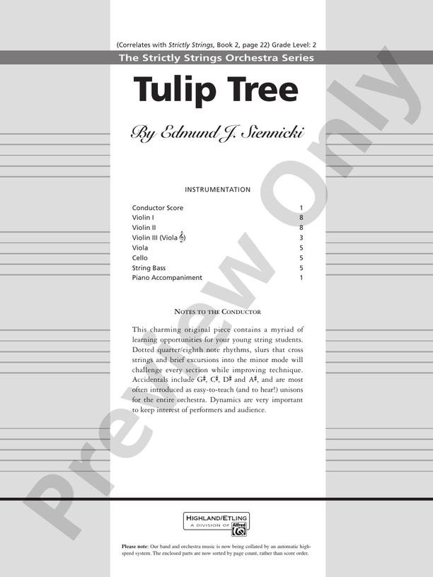 Tulip Tree – String Orchestra Conductor Score & Parts (Digital Download)
