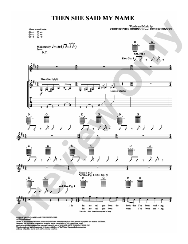 Then She Said My Name - Guitar TAB (Digital Download)