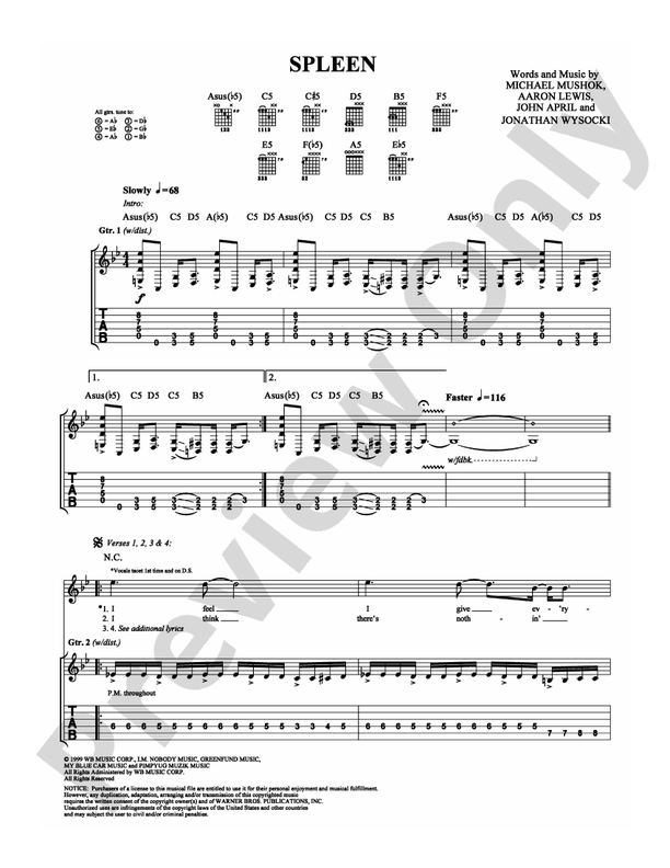 Spleen - Guitar TAB (Digital Download)