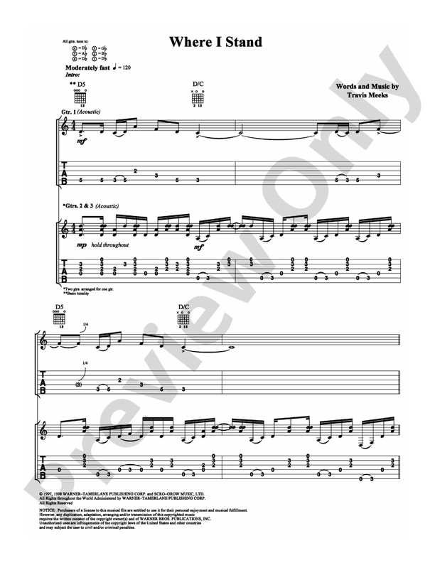 Where I Stand - Guitar TAB (Digital Download)