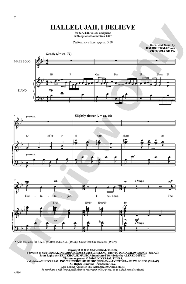 Hallelujah, I Believe – SATB Choral Octavo (Digital Download)