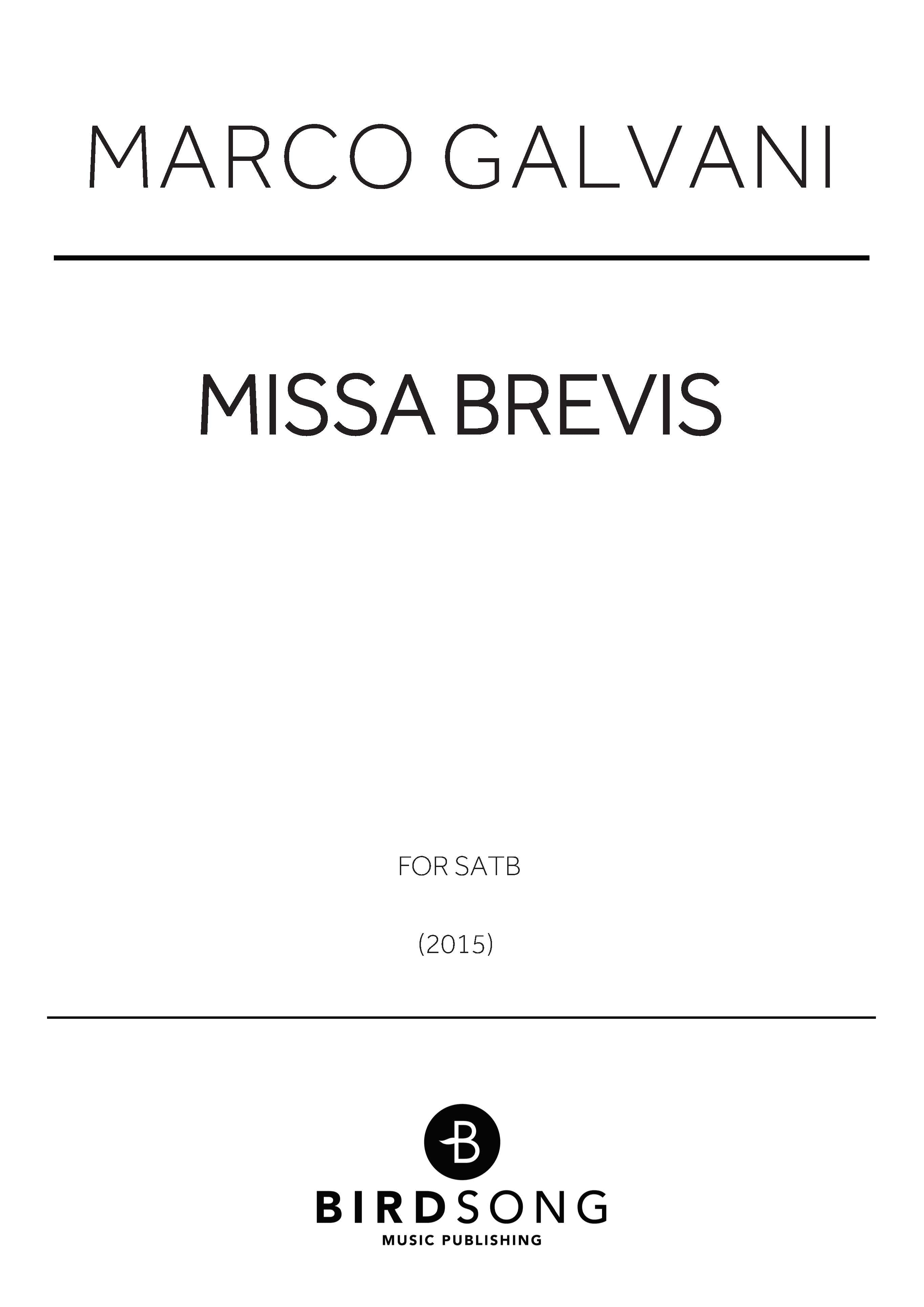 Missa Brevis - Marco Galvani - SATB Chorus (Digital Download)