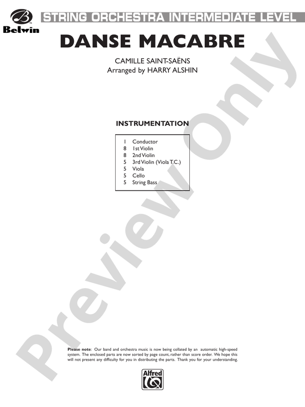 Danse Macabre – String Orchestra Conductor Score & Parts (Digital Download)