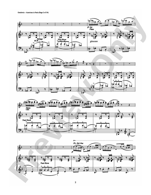 An American in Paris - Piano (Digital Download)