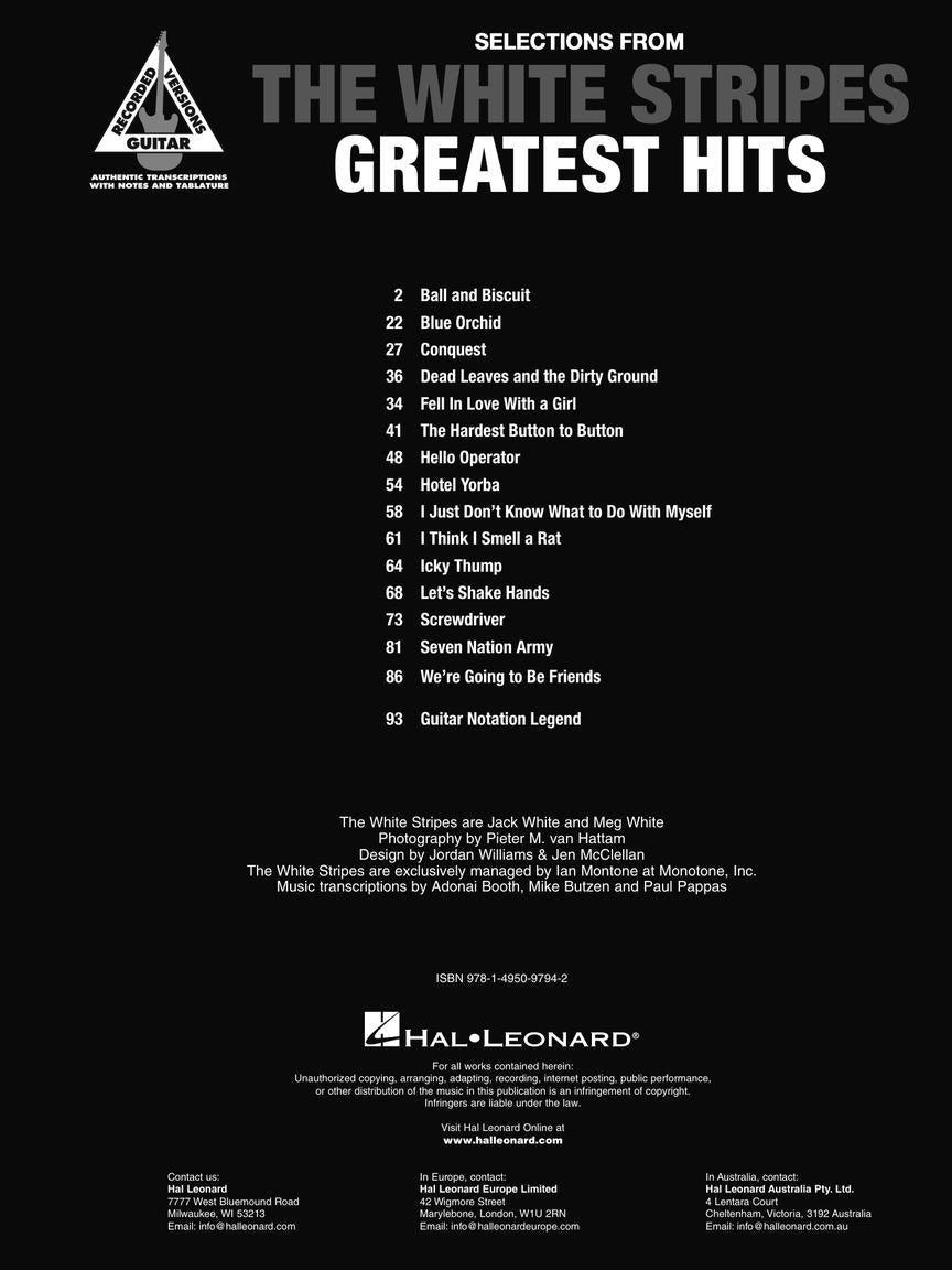 The White Stripes - Greatest Hits - Guitar Recorded Version Hal Leonard 237811