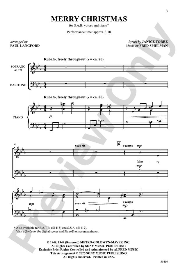 Merry Christmas - SAB Choral Octavo (Digital Download)