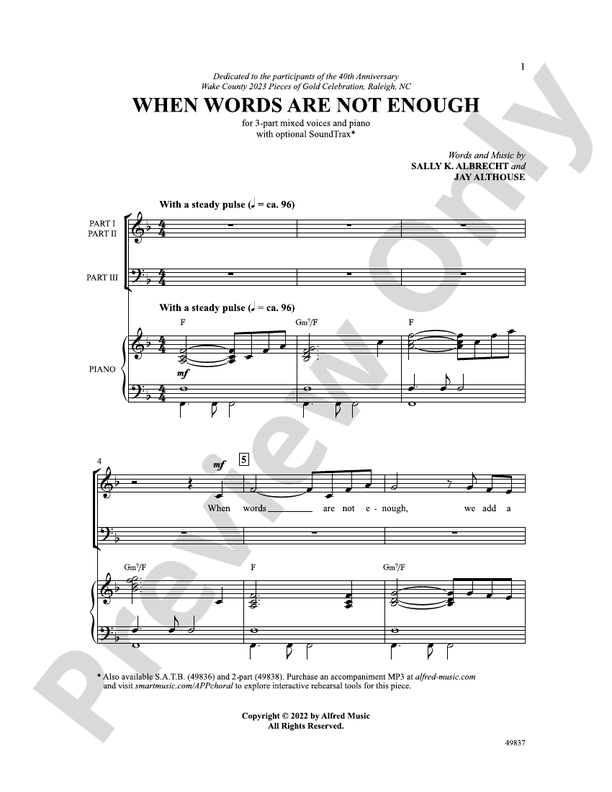 When Words Are Not Enough - 3 Part Mixed Choral Octavo (Digital Download)