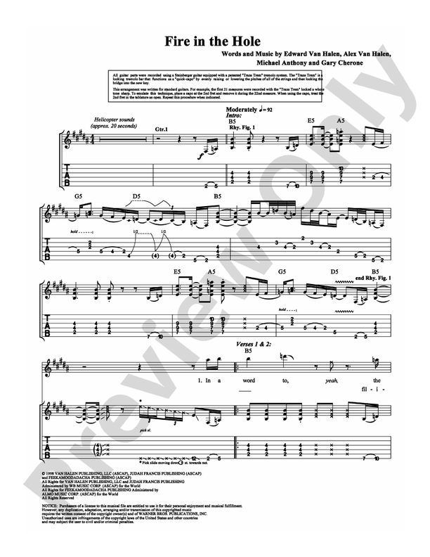Fire in the Hole - Van Halen - Guitar TAB (Digital Download)