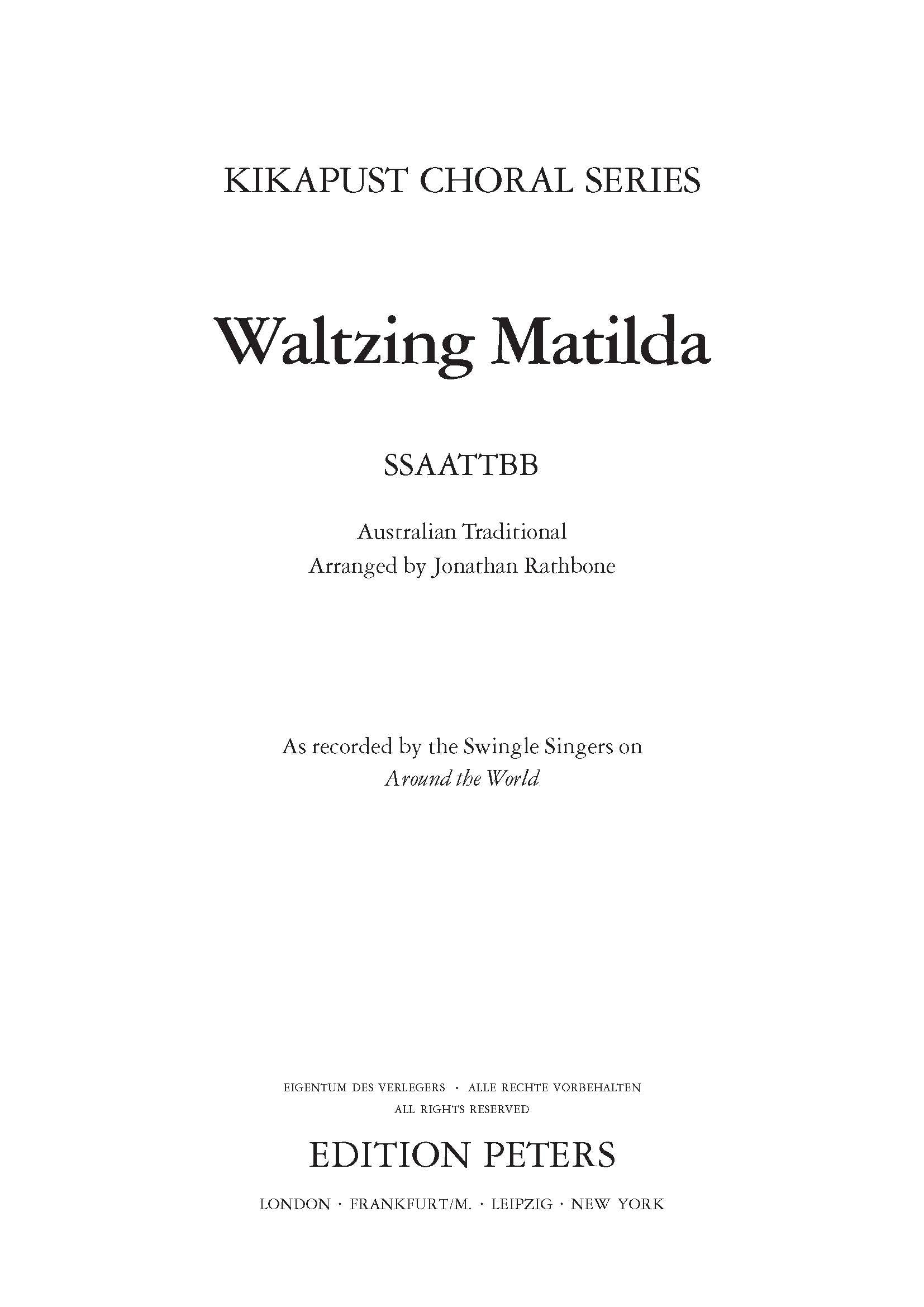 Waltzing Matilda (EP77043) - SATB Choral Octavo (Digital Download)