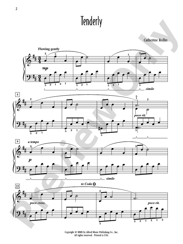 Tenderly - Piano (Digital Download)