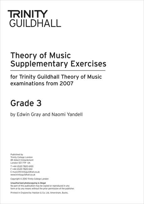 Trinity Theory of Music Supp Exercises Grade 3
