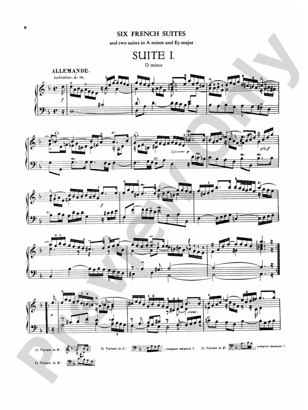 Bach - Six French Suites (Ed. Hans Bischoff) - Piano Solo (Digital Download)