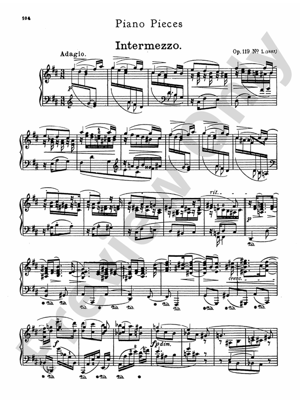 Brahms - Intermezzi, Rhapsody, Op. 119 - Piano Solo (Digital Download)
