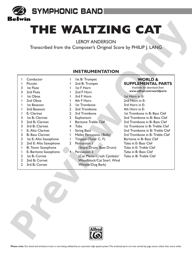 The Waltzing Cat - Concert Band Conductor Score & Parts (Digital Download)