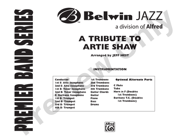 A Tribute to Artie Shaw - Jazz Ensemble Conductor Score & Parts(Digital Download)