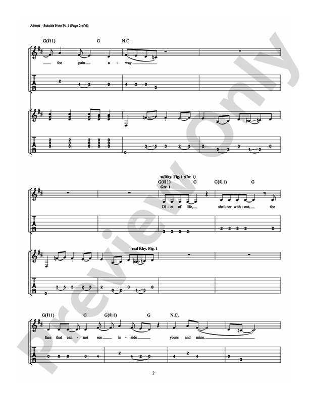Suicide Note Pt. 1 - Easy Guitar (Digital Download)