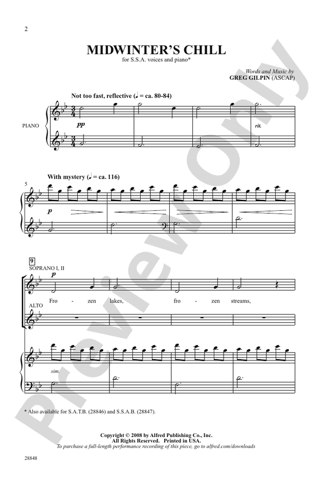 Midwinter's Chill – SSA Choral Octavo (Digital Download)