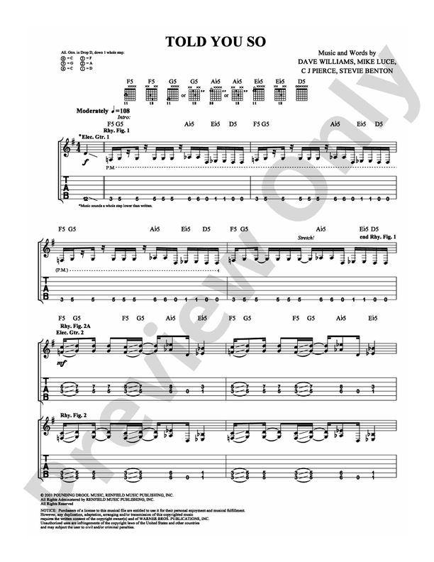 Told You So - Guitar TAB (Digital Download)